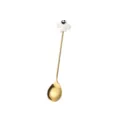 Goldener Löffel aus Edelstahl mit niedlichem weißen Geisterfigur für Halloween Dessert Deko - Weißer Geisterlöffel
