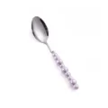 Cucchiaio in acciaio inossidabile con manico perlato viola, elegante servizio da tavola. - Cucchiaio da Tavola / Viola