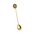 Goldener Edelstahl Weihnachts Kaffeelöffel mit niedlichem Kranz Ornament für Feiertage. - 430 Edelstahl & Harz Kranz-Löffel