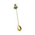 Goldener Edelstahl Kaffeeloeffel mit niedlicher Weihnachtsbaum und Weihnachtsmütze Deko. - Weihnachtsbaum-Löffel – 430 Edelstahl & Harz