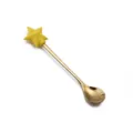 Edelstahl Löffel in Gold mit gelbem Silikon Stern Topper, süßer Kaffee und Dessert Löffel. - Weihnachts-Gelbsternlöffel