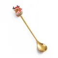 Goldener Edelstahl Weihnachtslöffel mit süßem Rentier Cartoon Ornament für Kaffee und Dessert - Weihnachtsrentier-Löffel