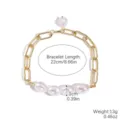 Pulsera de perlas barrocas de lujo con cadena de clip dorada, longitud 22cm, peso 13g - Estilo de Retazos con Cuatro Perlas Irregulares (S2003-16)