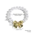 Pulsera de perlas de imitación con lazo dorado y especificaciones - Estilo Lazo de Perla (S2403-15)