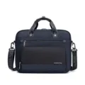 Men's business laptop briefcase waterproof commuting shoulder bag with handle and strap. - Blue