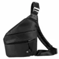 Heren borsttas tactische sling rugzak waterdicht PU leer enkel schouder crossbody tas - Zwart