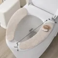Fundasiento inodoro felpa beige universal adhesiva suave calida lavable accesorio bano - Estilo de Flor / Pack de 1 par / Beige