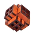 Wooden interlocking puzzle detail showing the precision craft of classical brain teaser block. - Window of the Century Brain Teaser
