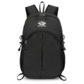 Leichter schwarzer karo-muster Outdoor Rucksack mit Vorderlogo, Frontansicht Produktpräsentation. - Schwarz