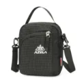 Black grid outdoor sports shoulder bag, lightweight crossbody bag with zipper and adjustable strap. - Obsidian Black / Below 20L