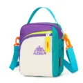 Color-block nylon crossbody bag with top handle and adjustable strap for sports. - Firmament Grey / Below 20L
