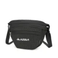 Black crossbody bag with grid pocket, lightweight outdoor sports shoulder bag style. - Below 20L / Obsidian Black
