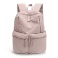 Zaino da viaggio casual tinta unita con tasche frontali con zip per uso quotidiano - Rosa Tenue