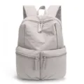 Zaino grigio chiaro minimalista con doppie tasche frontali con zip viaggio quotidiano - Grigio biancastro
