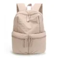 Zaino casual tinta unita cachi chiaro da viaggio borsa scolastica quotidiana portatile multiuso - Kaki