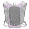 Lightweight pink running hydration backpack with breathable mesh straps and bungee cord. - Light Purple