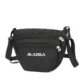 Black crossbody bag for outdoor sports, lightweight multi-pocket travel shoulder bag. - Below 20L / Solid Black