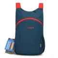 Leichter faltbarer Rucksack für Outdoor-Reisen, Freizeittagesrucksack mit roten Trägern und Taschen. - Dunkelblau