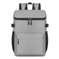 Grey insulated cooler backpack, large capacity waterproof travel picnic camping bag. - Gray
