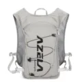 Lightweight grey 10L running hydration backpack with breathable mesh and elastic cords. - Gray/Black