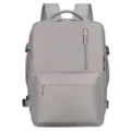 Large capacity grey laptop backpack for women, expandable travel and business school bag. - Gray