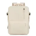 Women's large capacity laptop backpack casual travel school book bag in beige color - Off White