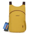 Gelber leichter Faltrucksack Outdoor Reise Freizeit Tagesrucksack mit braunen Gurten - Gelb