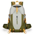 Outdoor hiking backpack with large capacity, waterproof design, and comfortable multi-pocket straps. - Gray and Dark Green