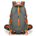 Gray and orange 40L outdoor hiking backpack, lightweight waterproof sports rucksack. - Gray