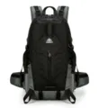 Azela outdoor hiking backpack, large capacity waterproof sports dual-shoulder bag in black grey. - Black