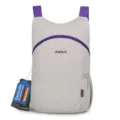 Leichter faltbarer Outdoor-Reiserucksack Freizeittagesrucksack mit lila Gurten und Taschen - Grau