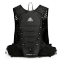 Black running hydration backpack, breathable mesh marathon vest pack for outdoor sports hiking. - Black