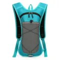 Cyan and grey cycling hydration backpack, breathable mesh straps and bungee cord design. - 5L Capacity Style / Lake Blue