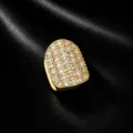 Μονό χρυσό grillz δοντιών με λαμπερά ζιργκόν, ανδρικό κόσμημα δοντιών hip hop στιλ - 1 Τεμάχιο/Συσκευασία (Με Οδοντική Κόλλα) / Χρυσό