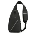 Men casual black sling bag, multifunctional minimalist crossbody chest bag for outdoor sports. - Black