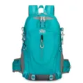 Cyan outdoor hiking backpack with large capacity, durable multi-pocket design for camping travel. - Lake Blue