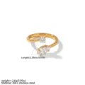 Adjustable double stone ring in 304L stainless steel with cubic zirconia for daily wear. - Size 6 / Gold