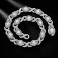 Herren Hip Hop Iced Out Halskette 15mm Unendlichkeit Auge Zirkonia silber Modeschmuck Kette - 16 Zoll (15MM) / Silber Weißer Zirkonia