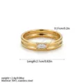 French layered stackable ring with baguette diamond accent minimalist stainless steel jewelry - Size 6 / Emerald Cut Style (JZ563)