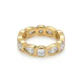 Detailed close-up of a gold-tone eternity ring featuring alternating round and pear-cut stones. - Size 6 / Alternating Waterdrop and Round Cut Style (JZ522)