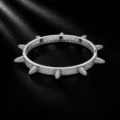 Herren Hip Hop Pavé Zirkon Spike Armreif Punk Metall Armband Modeschmuck Geschenk - Silber