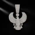 Pendentif aigle égyptien ancien, collier hip-hop en alliage avec strass vue de détail. - Pendentif Uniquement (Sans Chaîne) / Argent