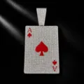 Hip hop rhinestone ace of spades poker pendant necklace for men stylish streetwear jewellery detail - Silver Pendant Only (Without Chain)