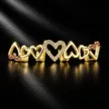 Vergoldete Herz Grillz Hip Hop Glänzende Zirkon Zähne Schmuck Mode Accessoire Top - Gold