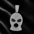 Hiphop volledige strass skisask hanger, ijskoude bivakmuts ketting detail close-up weergave. - Alleen zilveren hanger