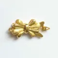 Gold bow necklace bracelet clasp DIY jewelry accessory pearl connector finding main view - Single Ring / Gold