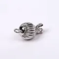 Silver plated ribbed ball necklace clasp DIY jewelry accessory component for pearl chains - Model 832 / 8mm / White Gold