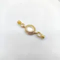 Gold DIY mother of pearl jewelry clasp detail view, elegant shining zircon connector. - Gold