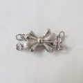 Bow necklace clasp detail, silver tone DIY jewelry connector for necklaces and bracelets. - Double Rings / Silver
