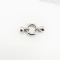 Silver metal round spring clasp detail shot, perfect for DIY jewelry making accessories. - Round Snap Clasp / 14mm / White